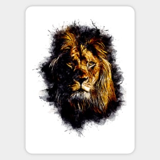 Lion Head Abstract Animal Face Watercolor Splatter Illustration Sticker